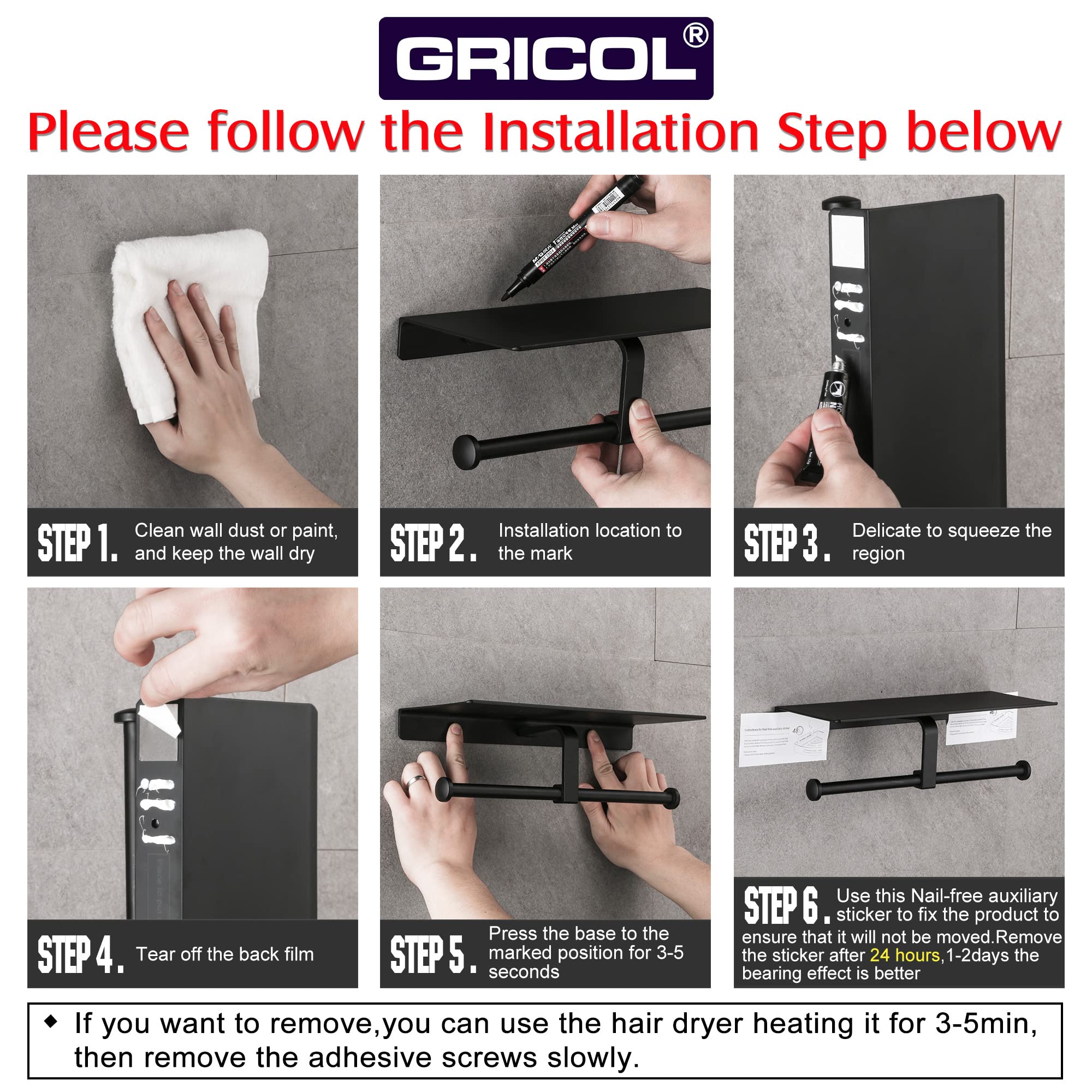 gricol-porte-rouleaux-papier-toilette-double-noir-avec-tag-re image 5