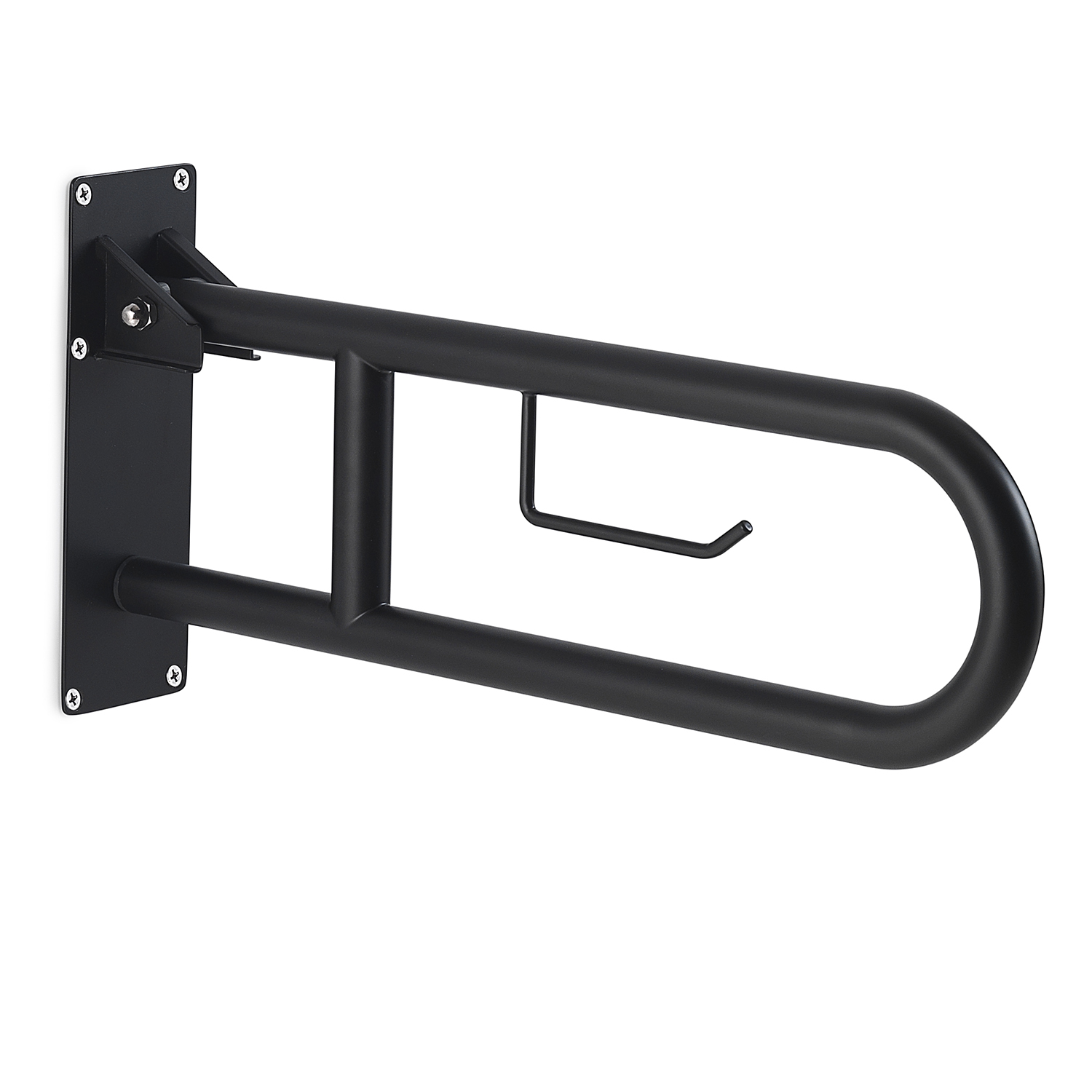 gedy-snug-barre-d-appui-rabattable-noire-porte-rouleau image 1