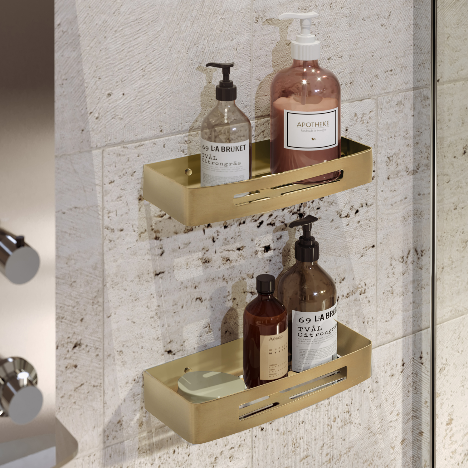 gedy-nerva-porte-objets-douche-or-mat image 3