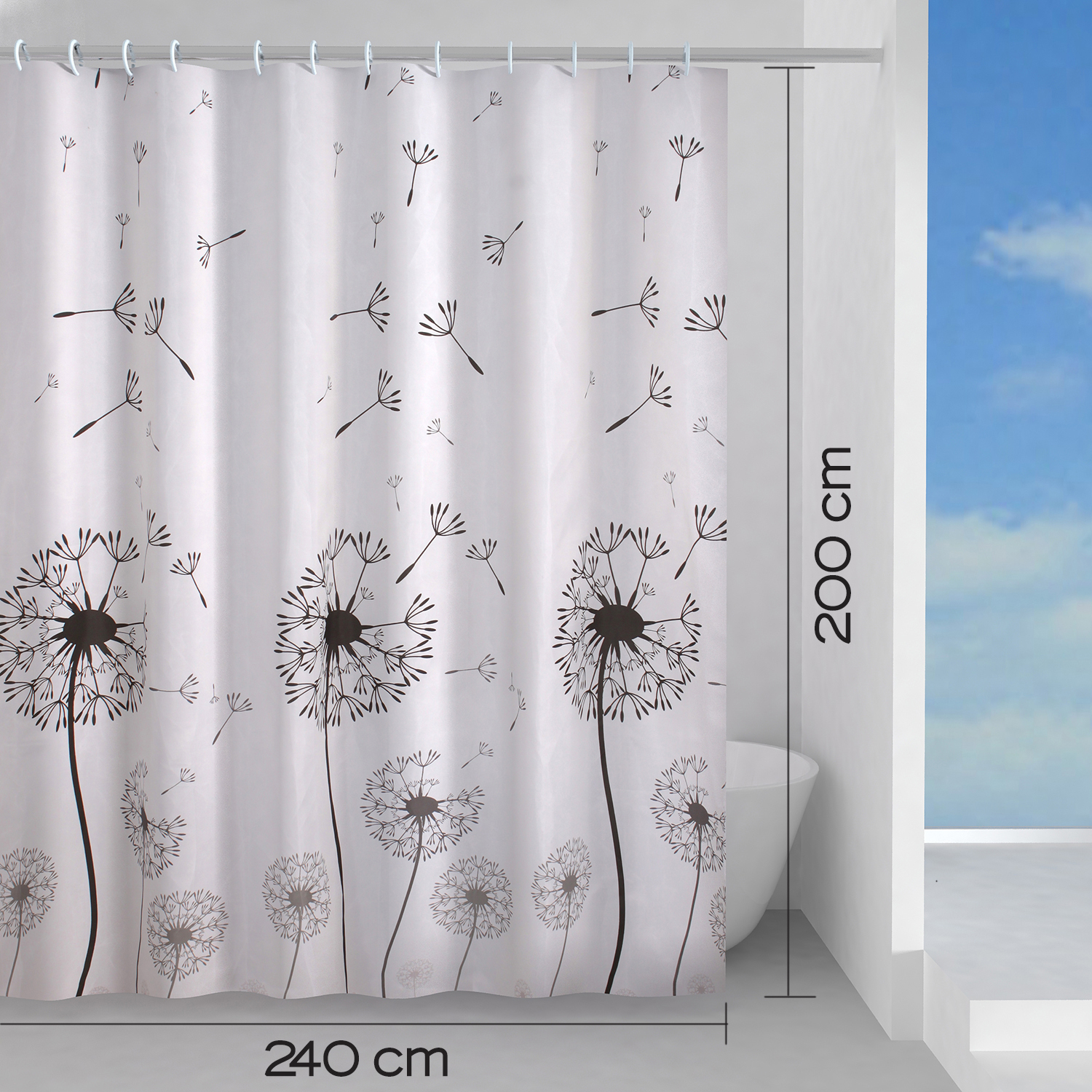 gedy-desiderio-rideau-de-douche-240x200-cm-blanc-noir image 2