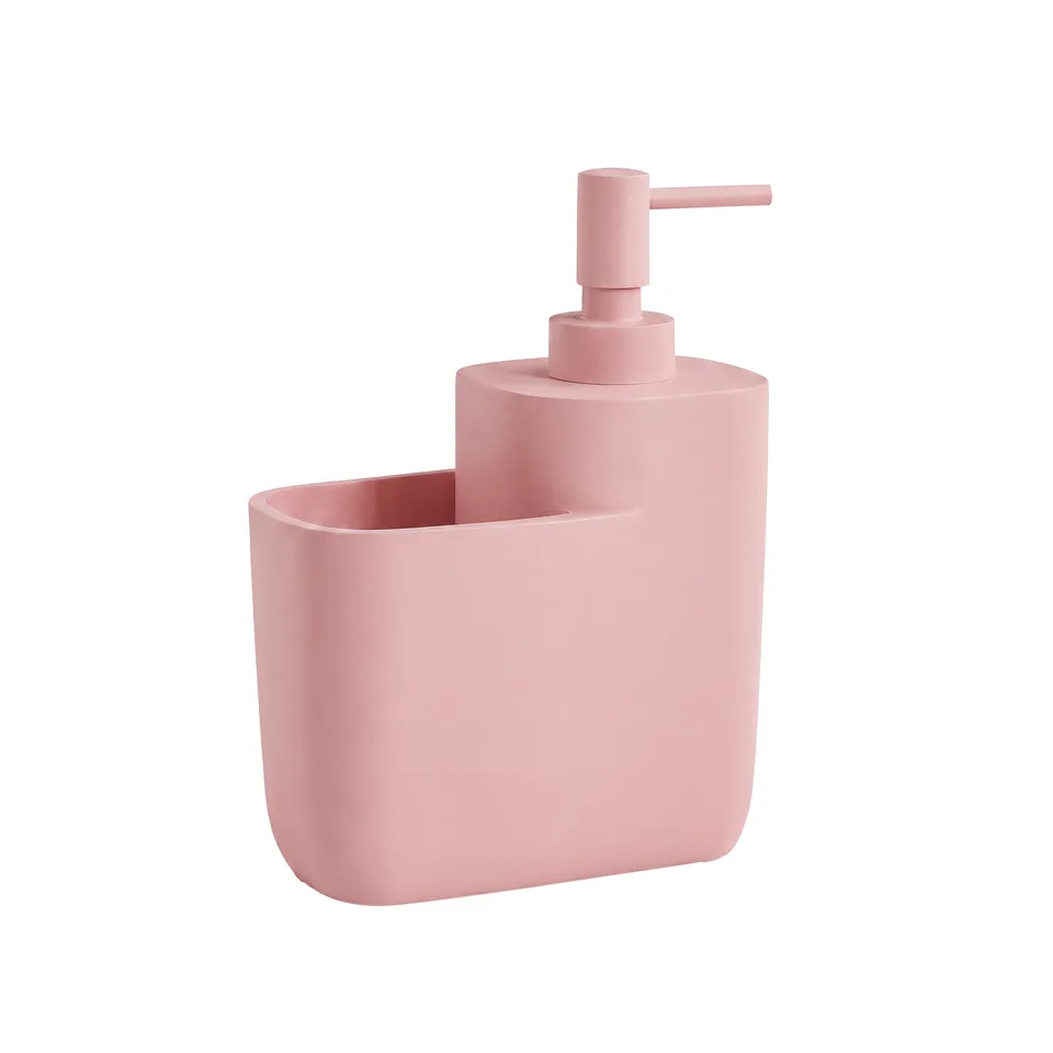 gedy-ylenia-distributeur-de-savon-rose-mat-avec-porte-brosse image 1