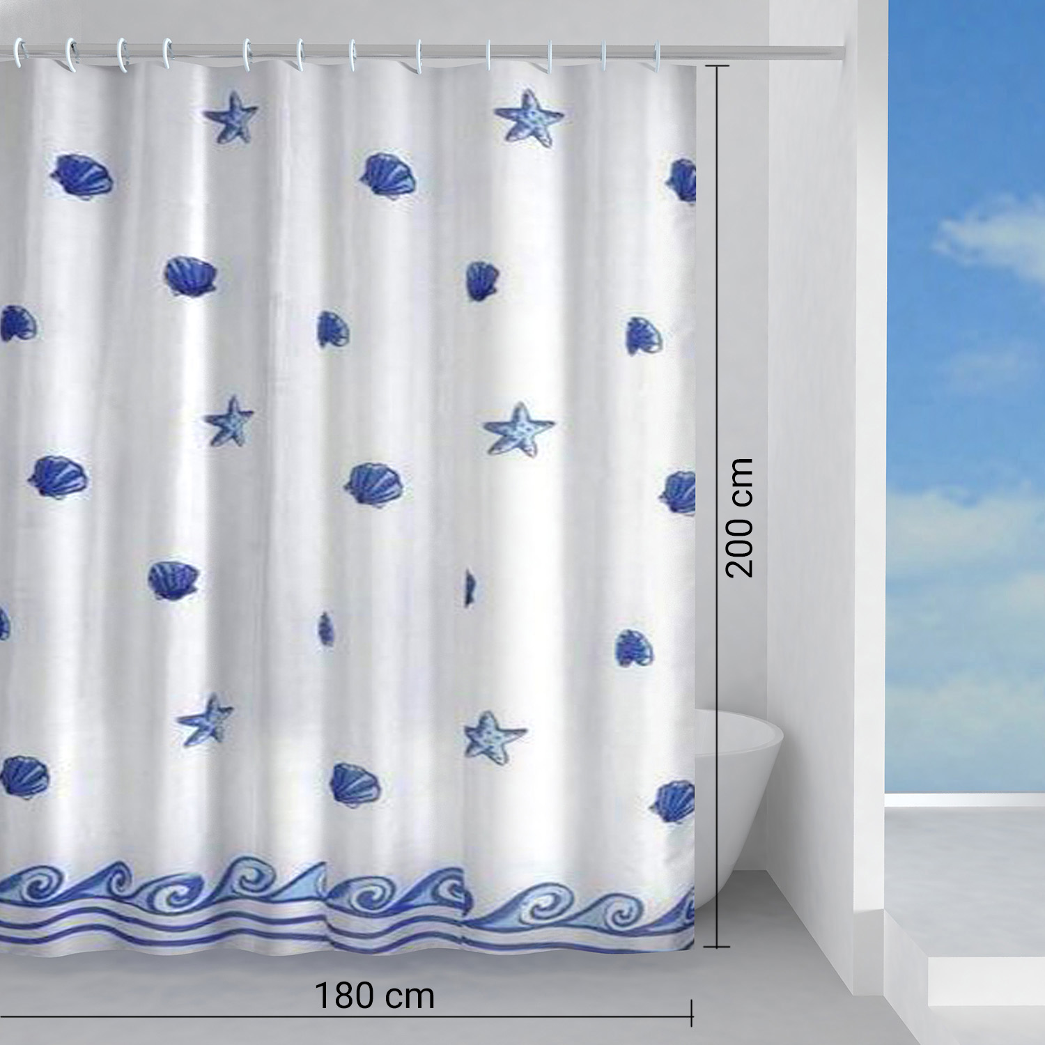 gedy-riva-rideau-de-douche-180x200-cm-bleu image 2
