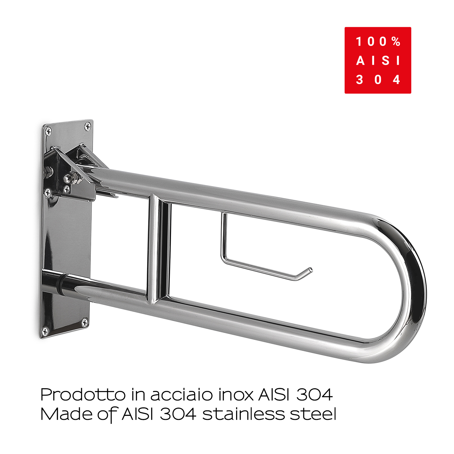gedy-contract-snug-barre-d-appui-rabattable-chrome-avec-porte-rouleau image 3