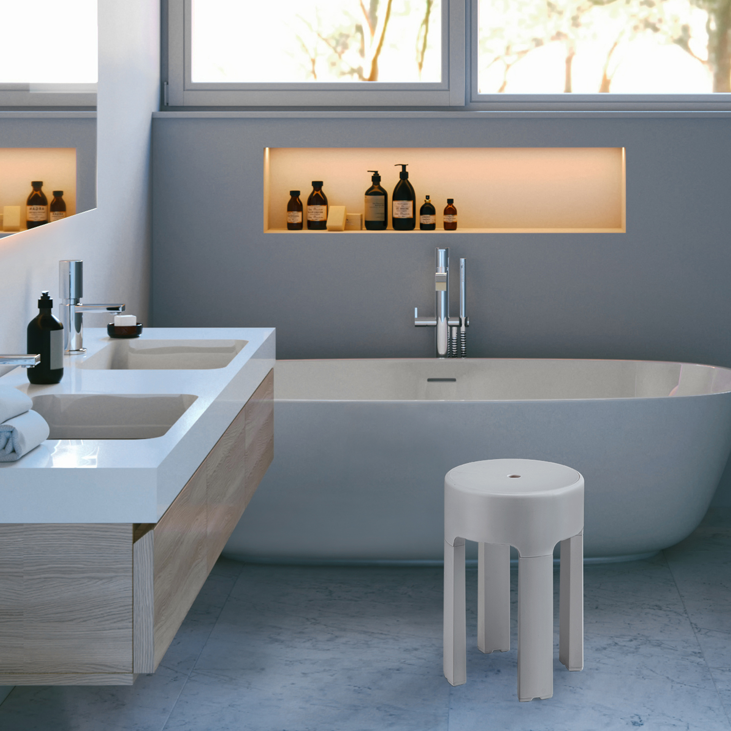 gedy-newbox-tabouret-blanc-mat-salle-de-bain image 4