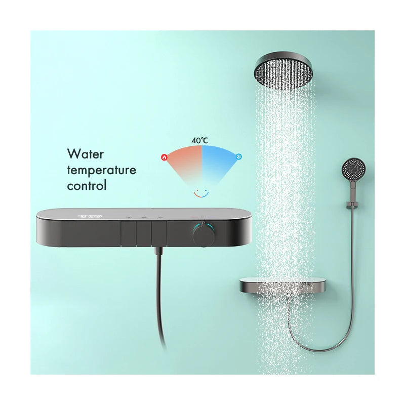 hudor-pernesse-ensemble-de-douche-encastr-e-cascade-gun-metal-thermostatique image 2