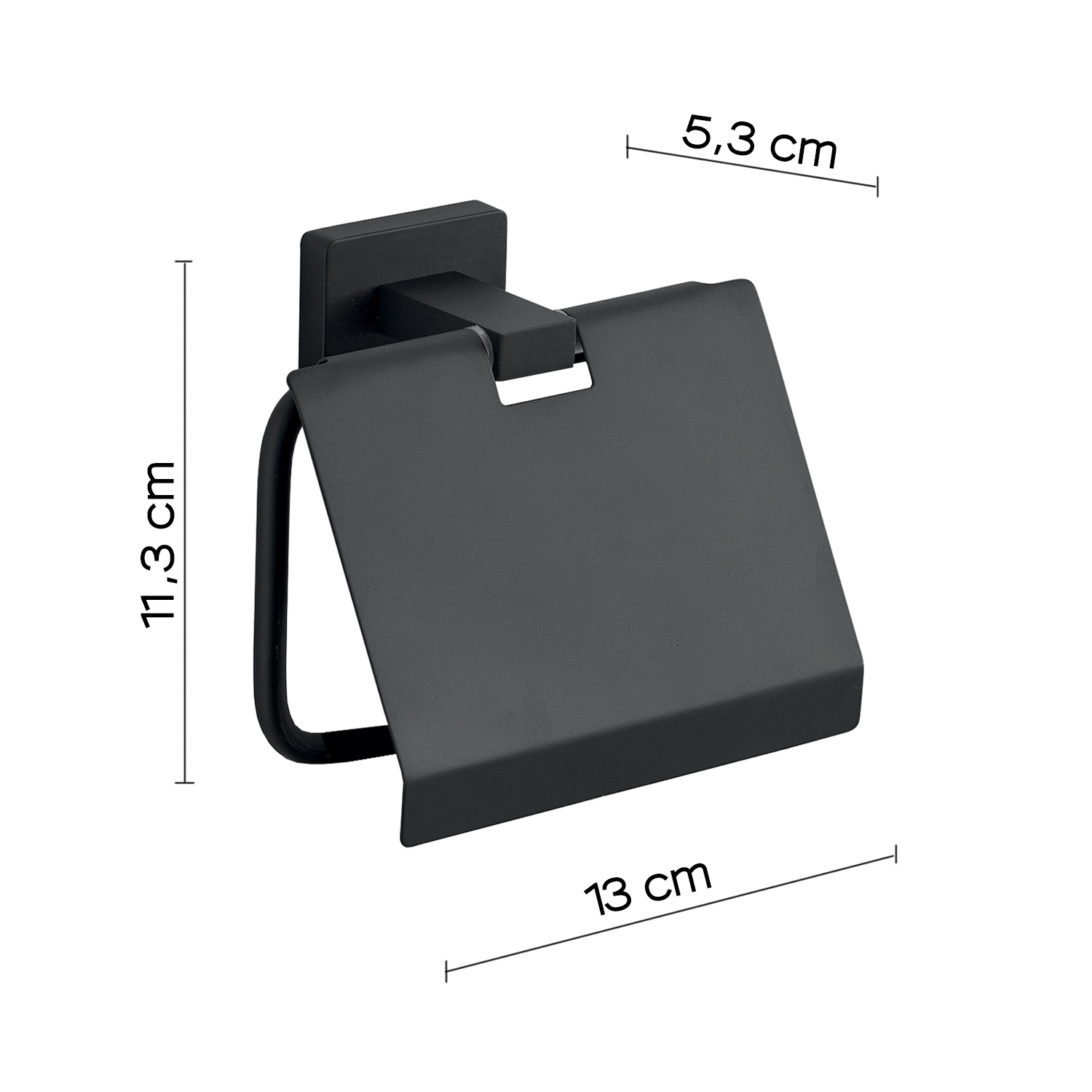 gedy-atena-porte-rouleau-avec-couvercle-noir-mat-fixer image 2