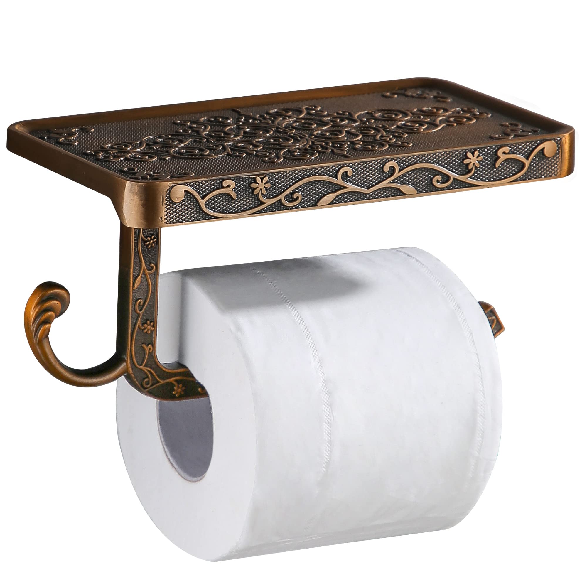 gricol-porte-rouleau-papier-toilette-mural-or-vintage-avec-tablette image 1