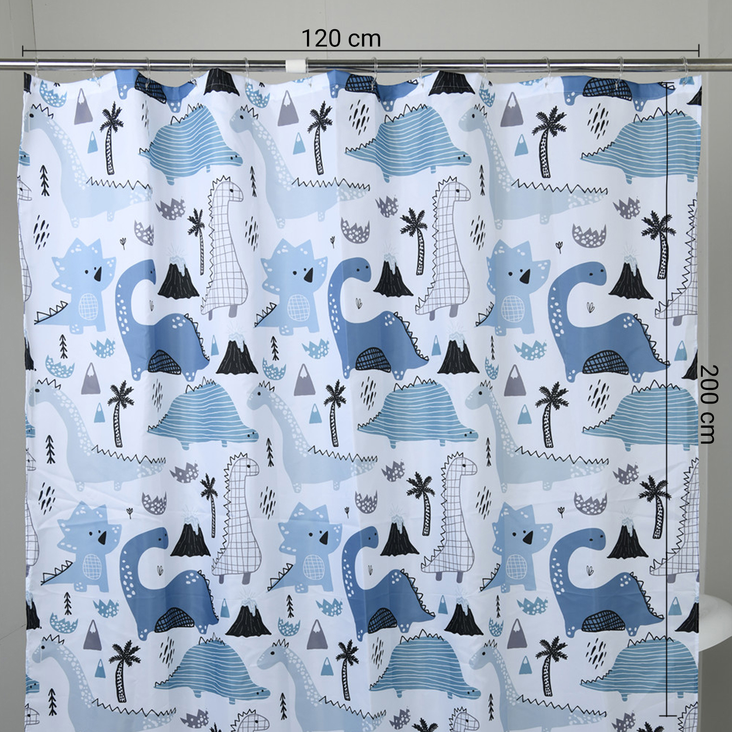 gedy-dinosaurs-rideau-de-douche-120x200-blanc-bleu image 2