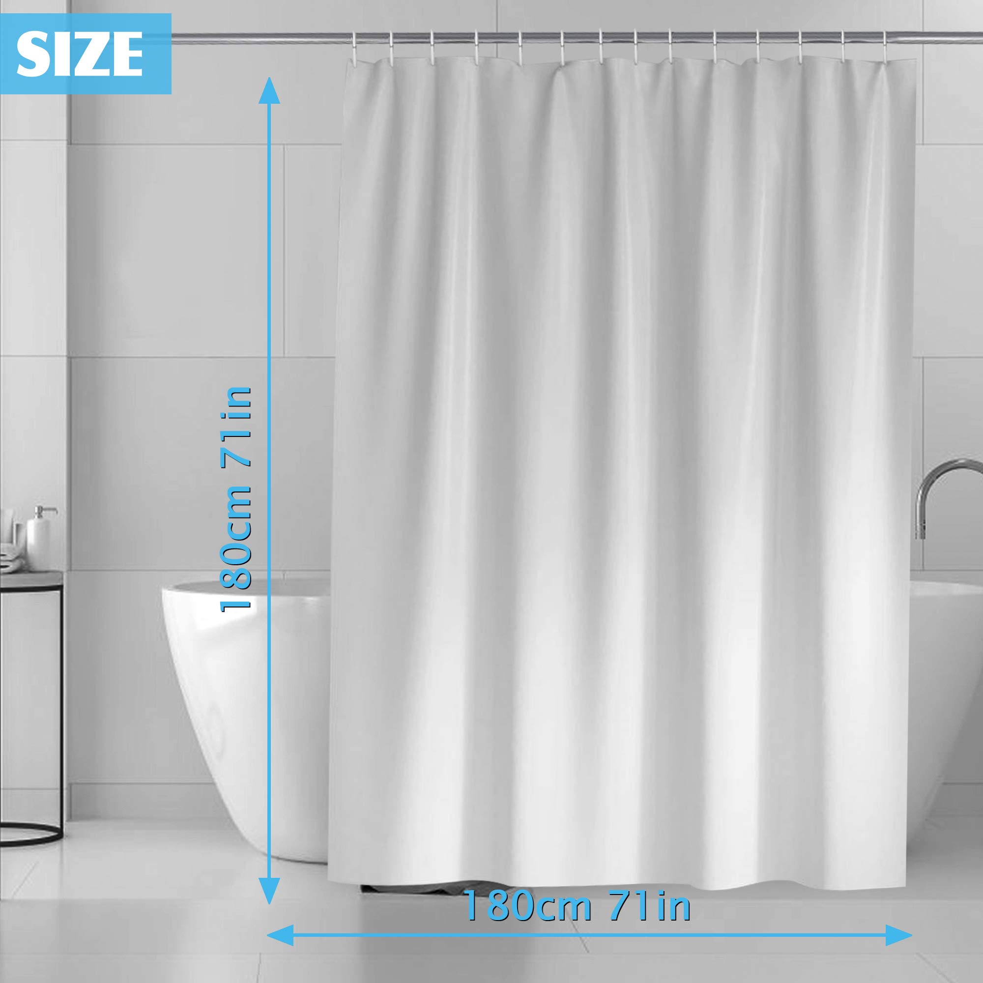 gricol-rideau-de-douche-180x180-imperm-able-blanc-lavable-12-crochets image 7