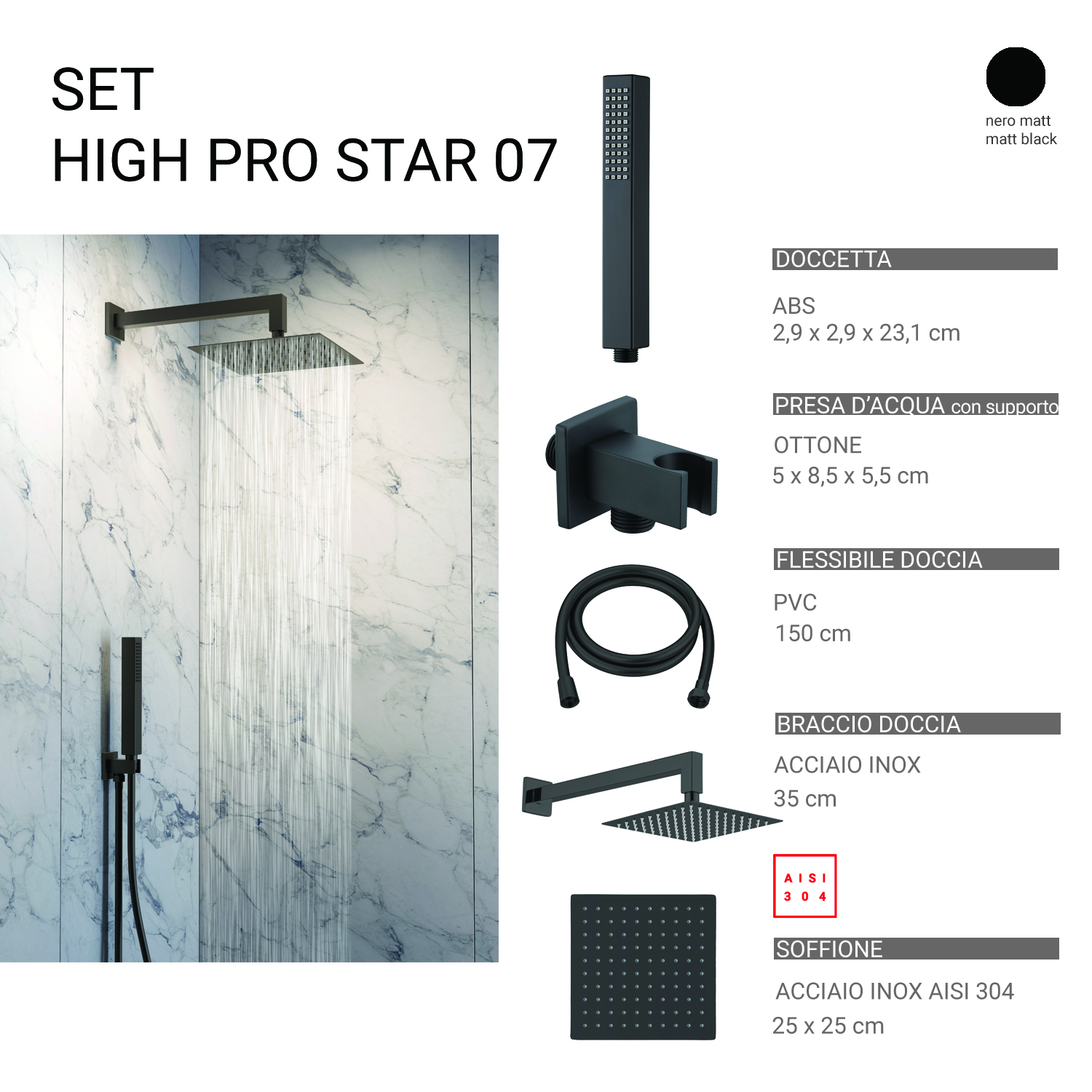 gedy-high-pro-star-07-ensemble-douche-noir-mat-5-pi-ces image 1
