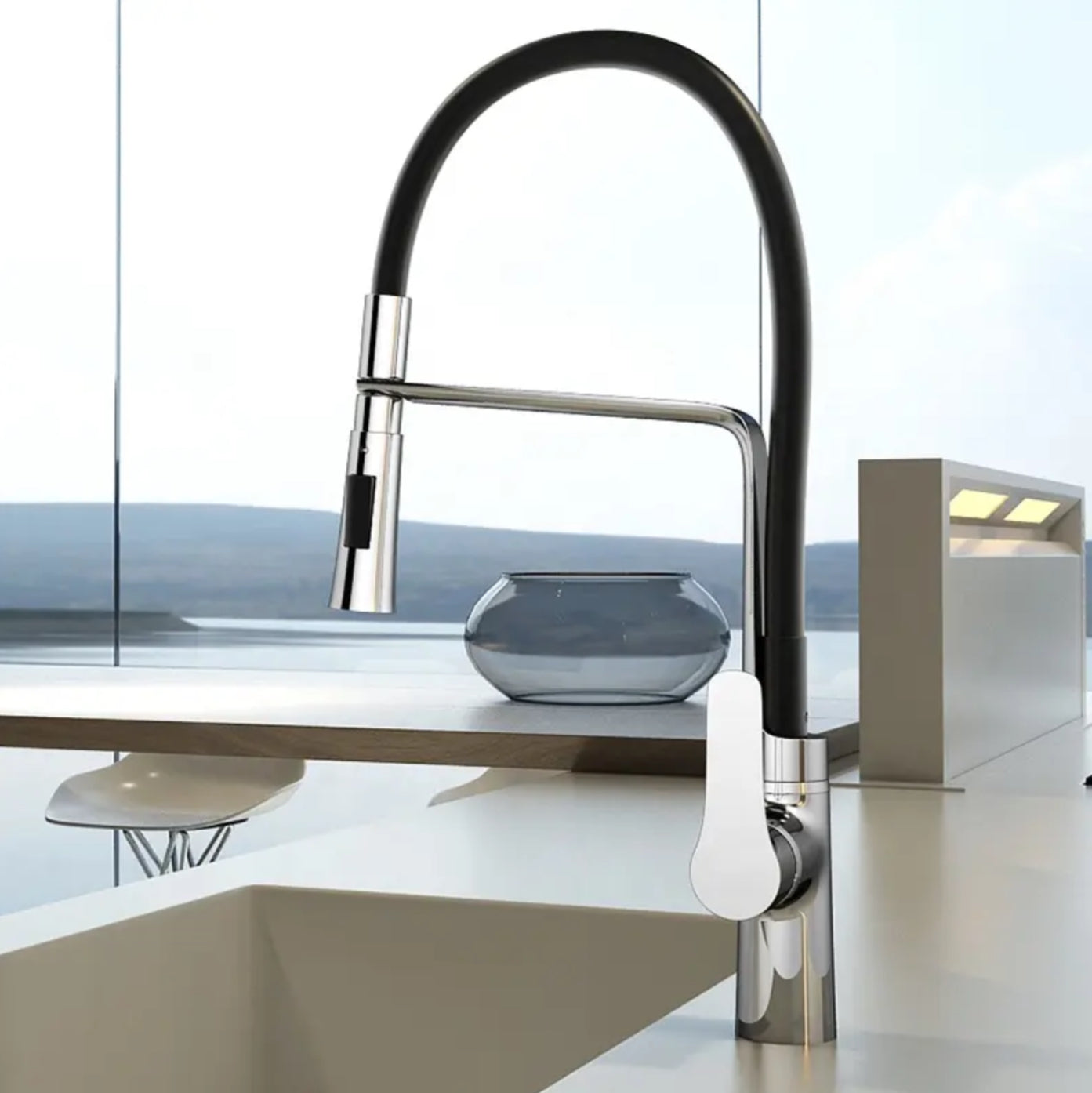 hudor-essential-87452-mitigeur-cuisine-chrom-douchette image 4
