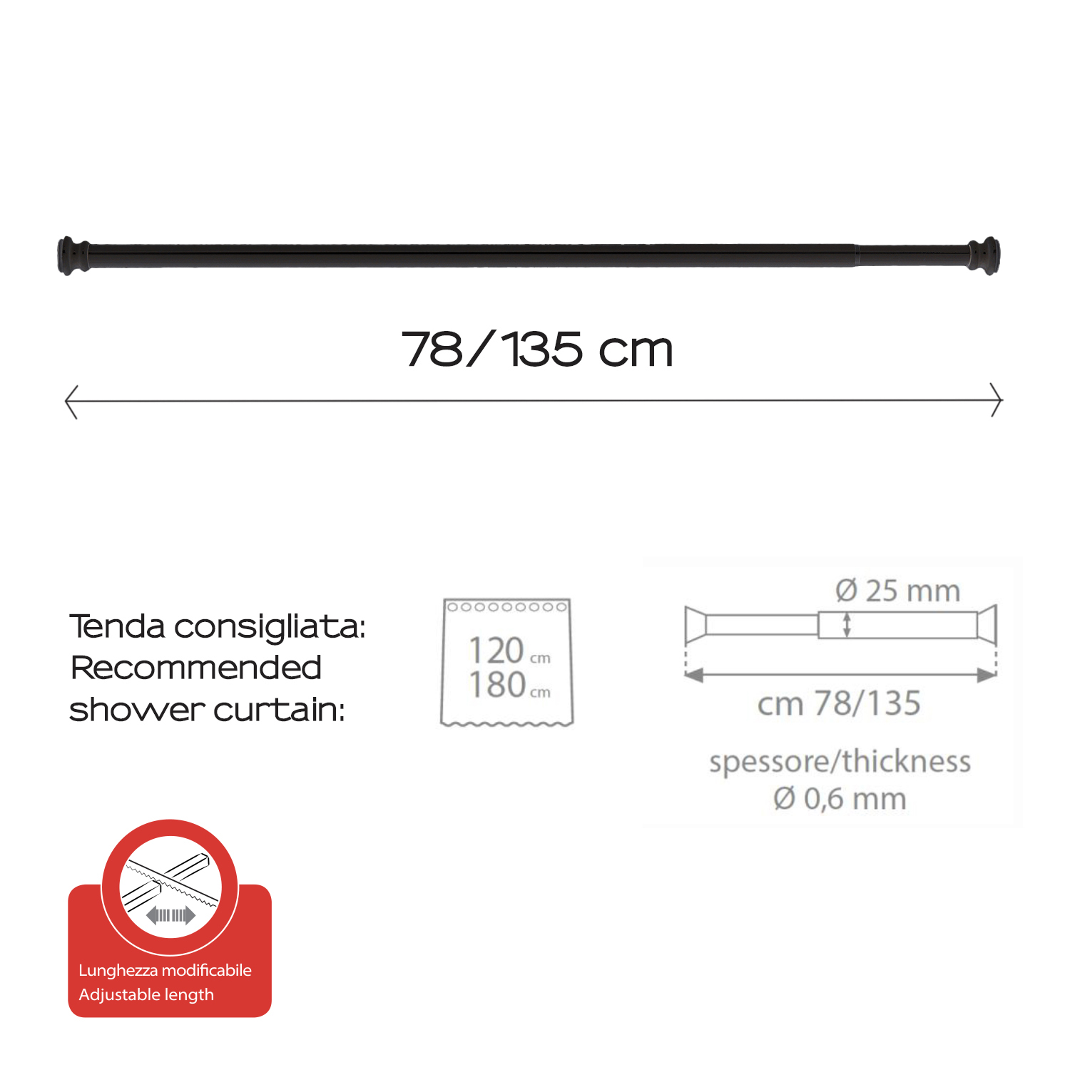 gedy-barre-extensible-douche-noir-mat image 2