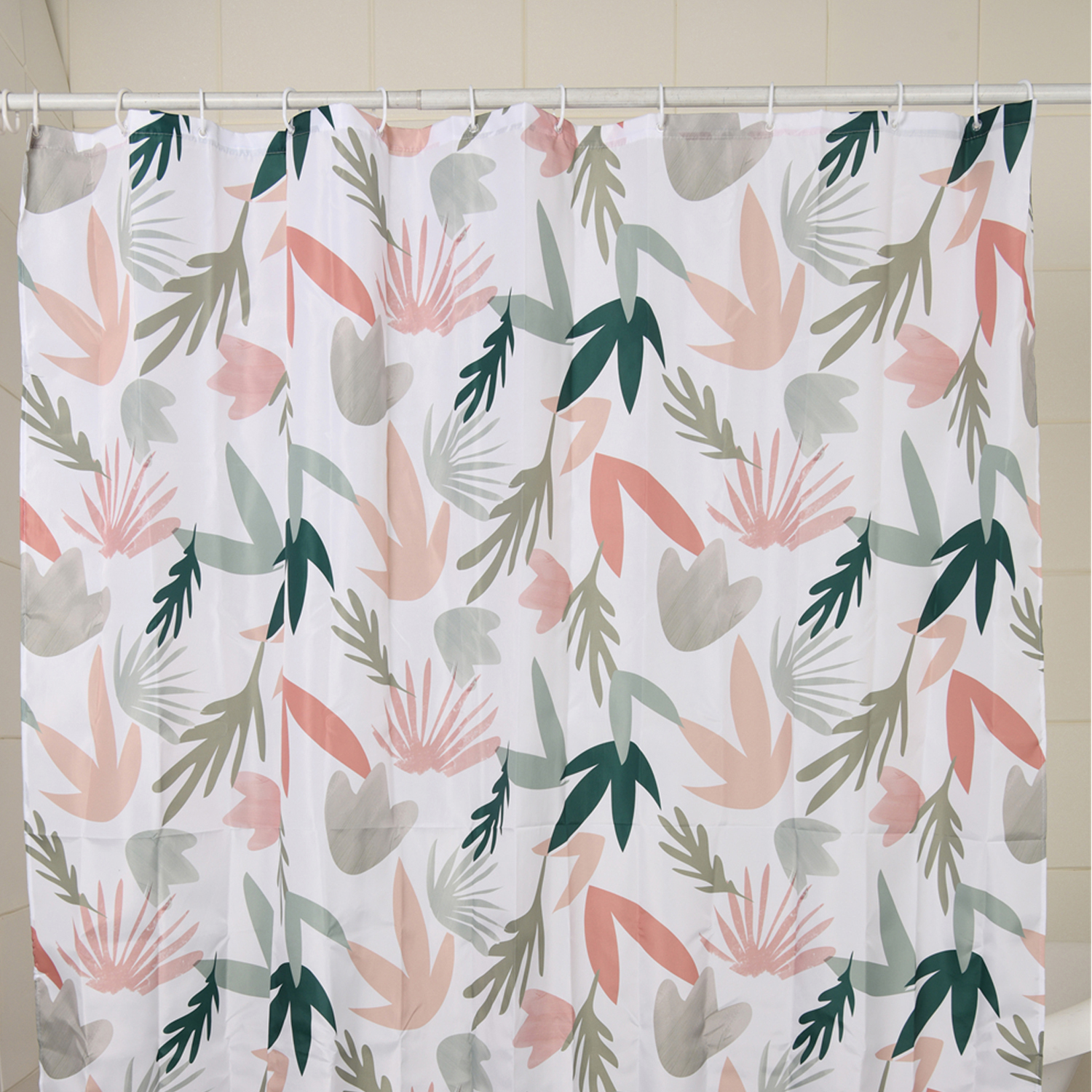 gedy-soft-rideau-de-douche-240x200-cm-blanc-rose-vert image 1