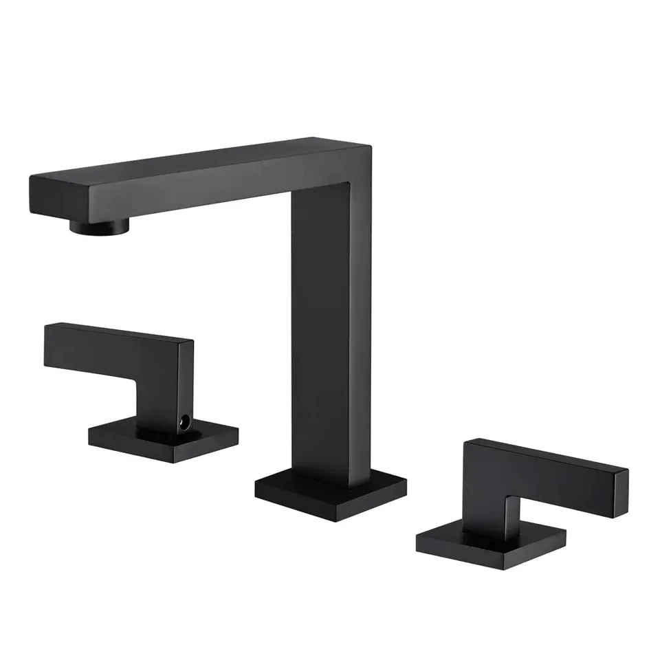 hudor-alph-e-302-robinet-lavabo-noir-mat-3-trous-laiton image 1