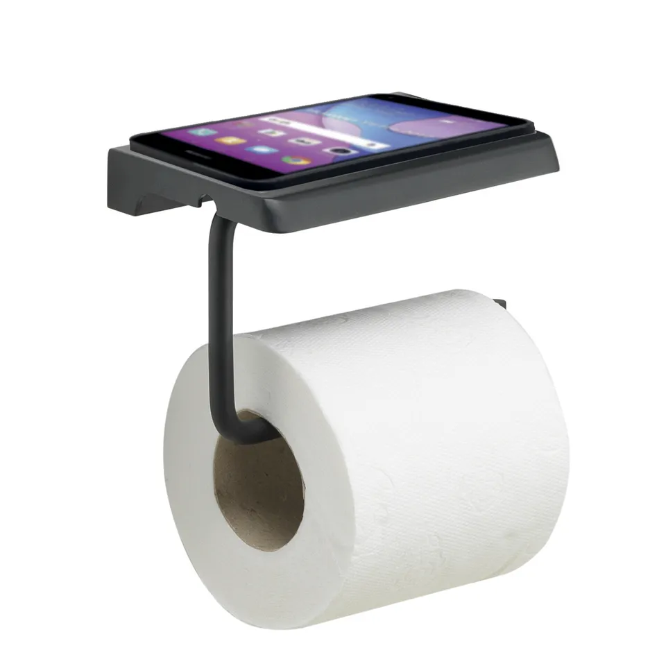 gedy-porte-rouleau-papier-toilette-noir-mat-couvercle image 1