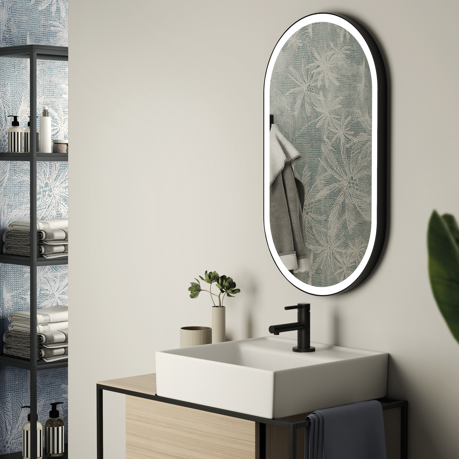 gedy-franz-miroir-ovale-50x90-cadre-noir-mat image 3