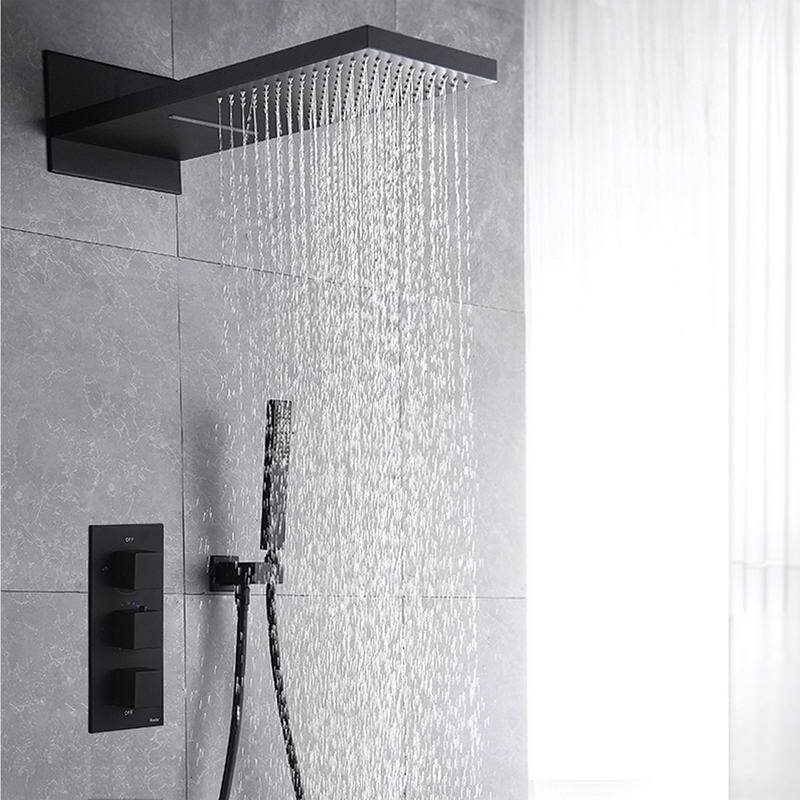 hudor-alph-e-sc490-douche-encastr-e-noir-mat-pluie image 1