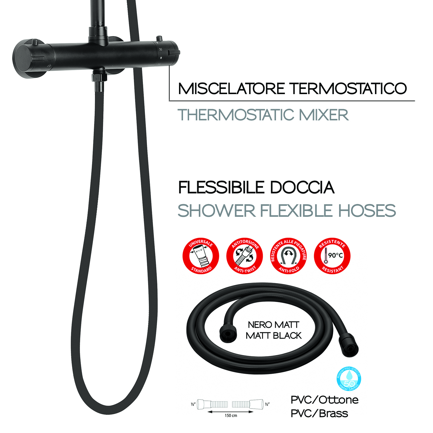 gedy-star-mix-03-colonne-de-douche-extensible-noir-mat image 8