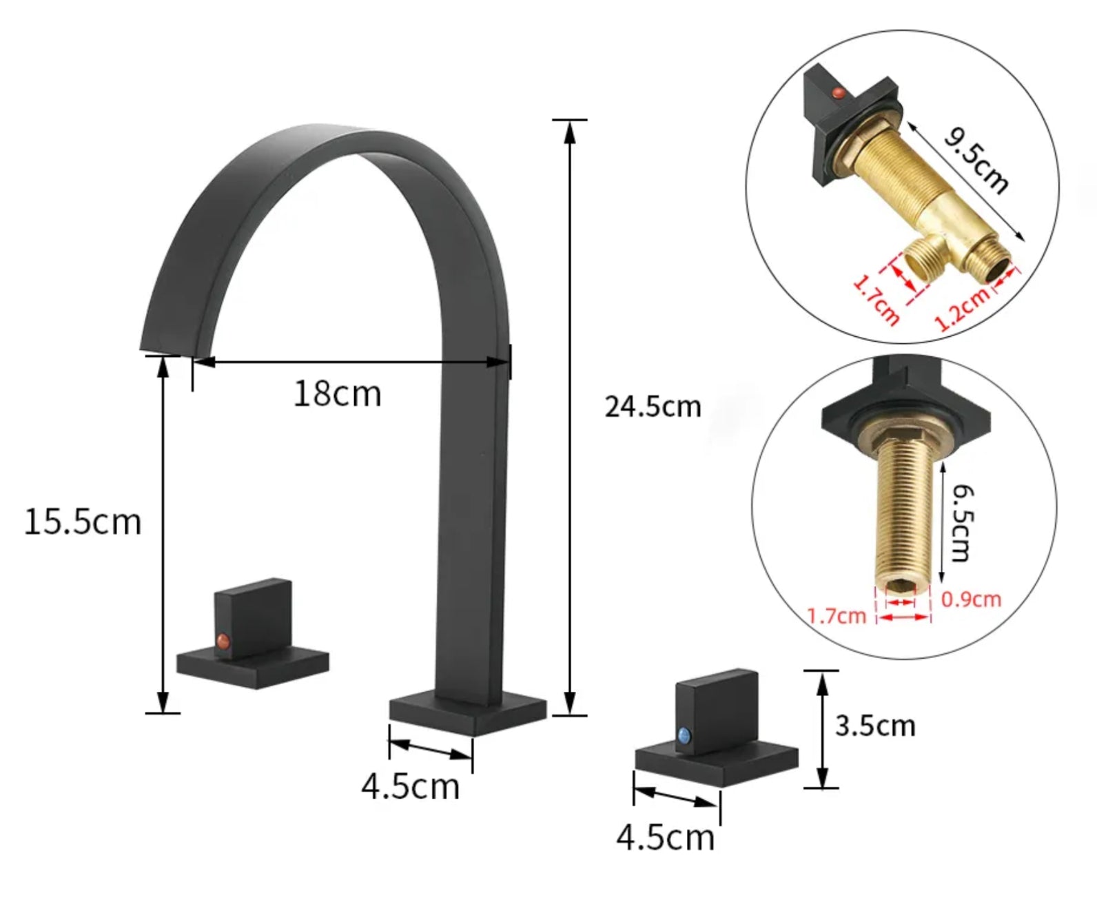 hudor-alph-e-834-robinet-lavabo-noir-mat-3-trous-laiton image 6