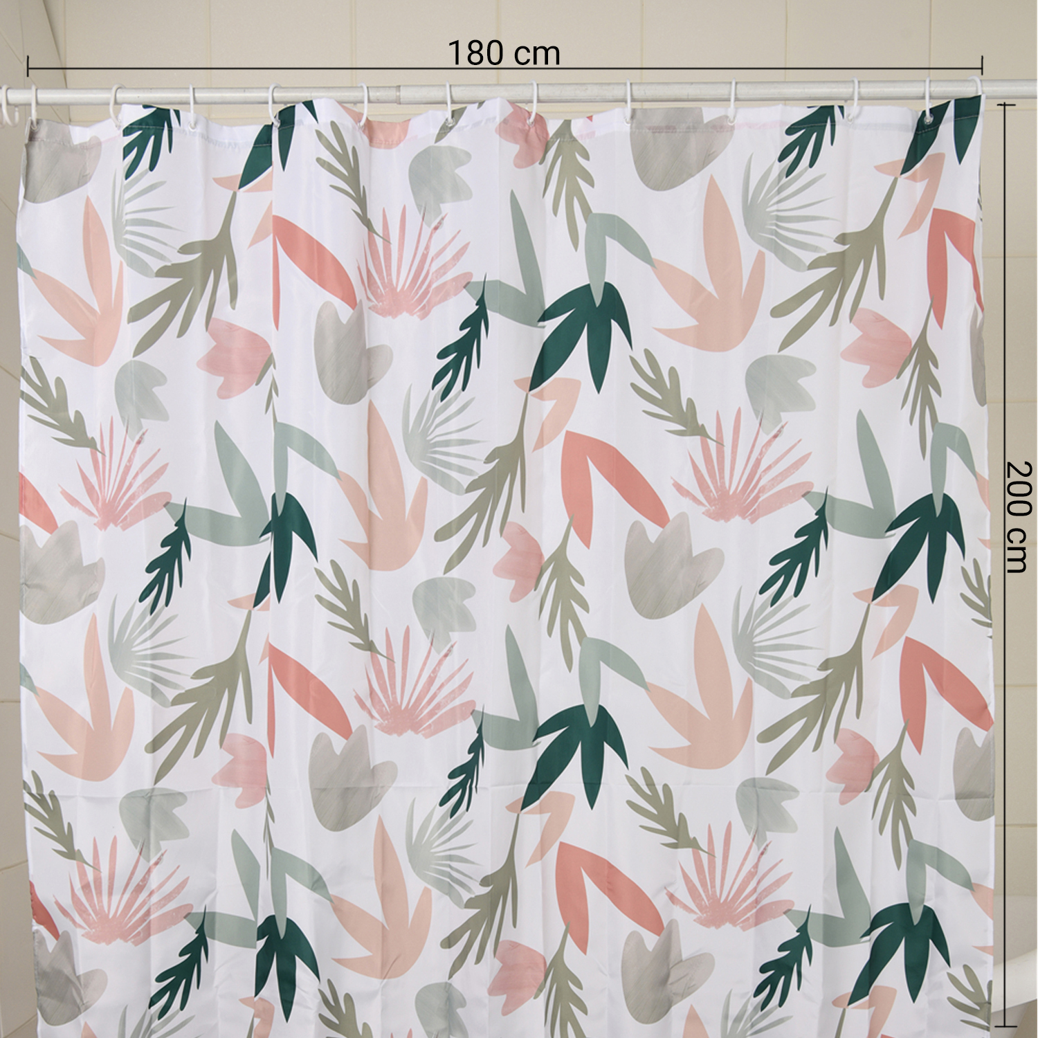 gedy-soft-rideau-de-douche-180x200-cm-blanc-rose-vert image 2