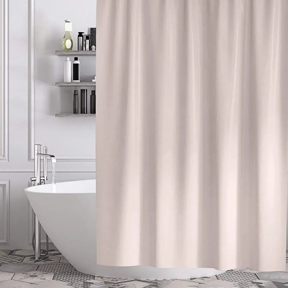 gricol-rideau-de-douche-180x180-imperm-able-beige-lavable-12-crochets image 1