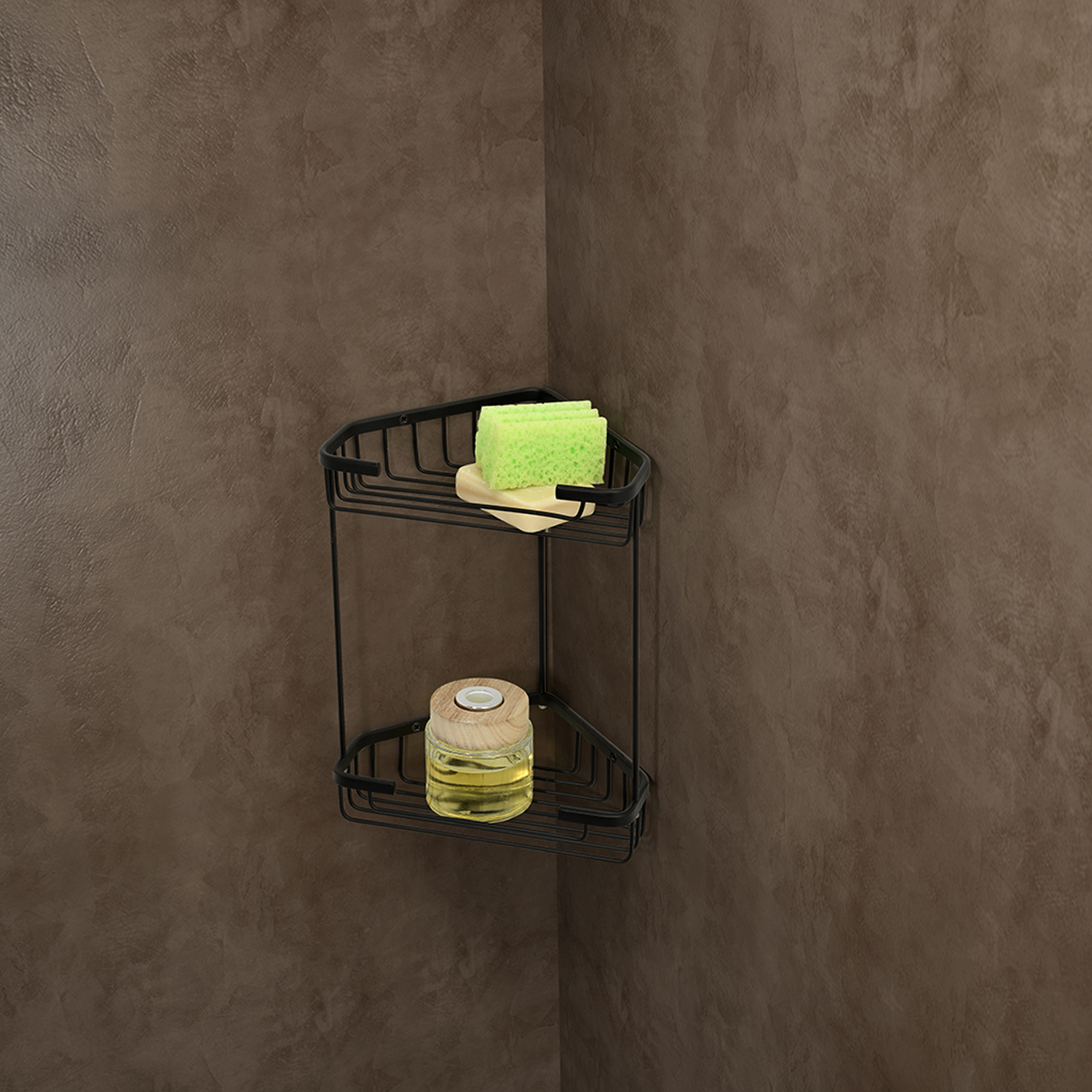 gedy-augustus-porte-objets-douche-angle-noir-mat image 3