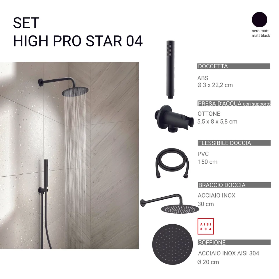 gedy-high-pro-star-04-ensemble-douche-noir-mat image 1