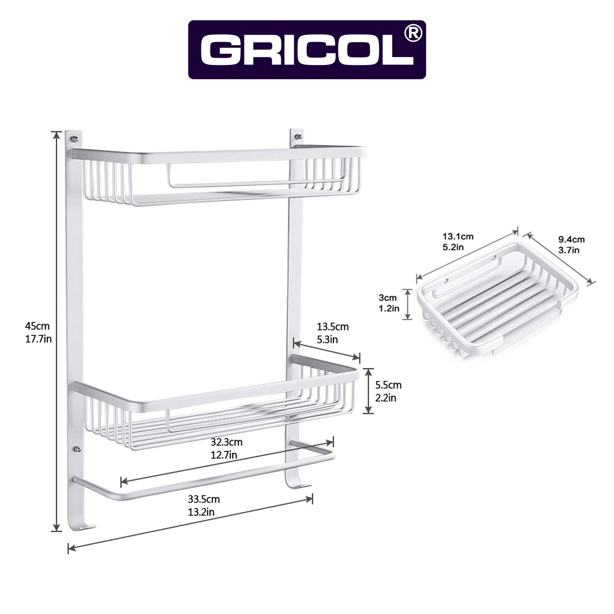 gricol-tag-res-de-douche-tag-re-sans-per-age-argent-2-niveaux-antirouille image 5