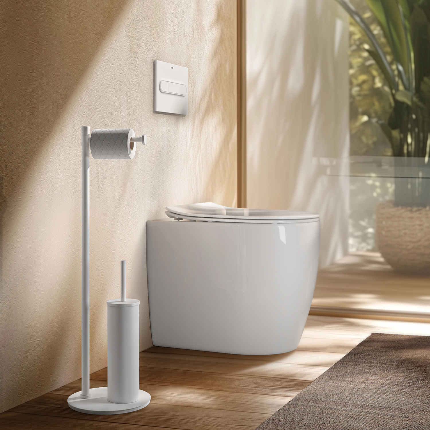 gedy-mida-ensemble-wc-blanc-mat-porte-papier-brosse image 3