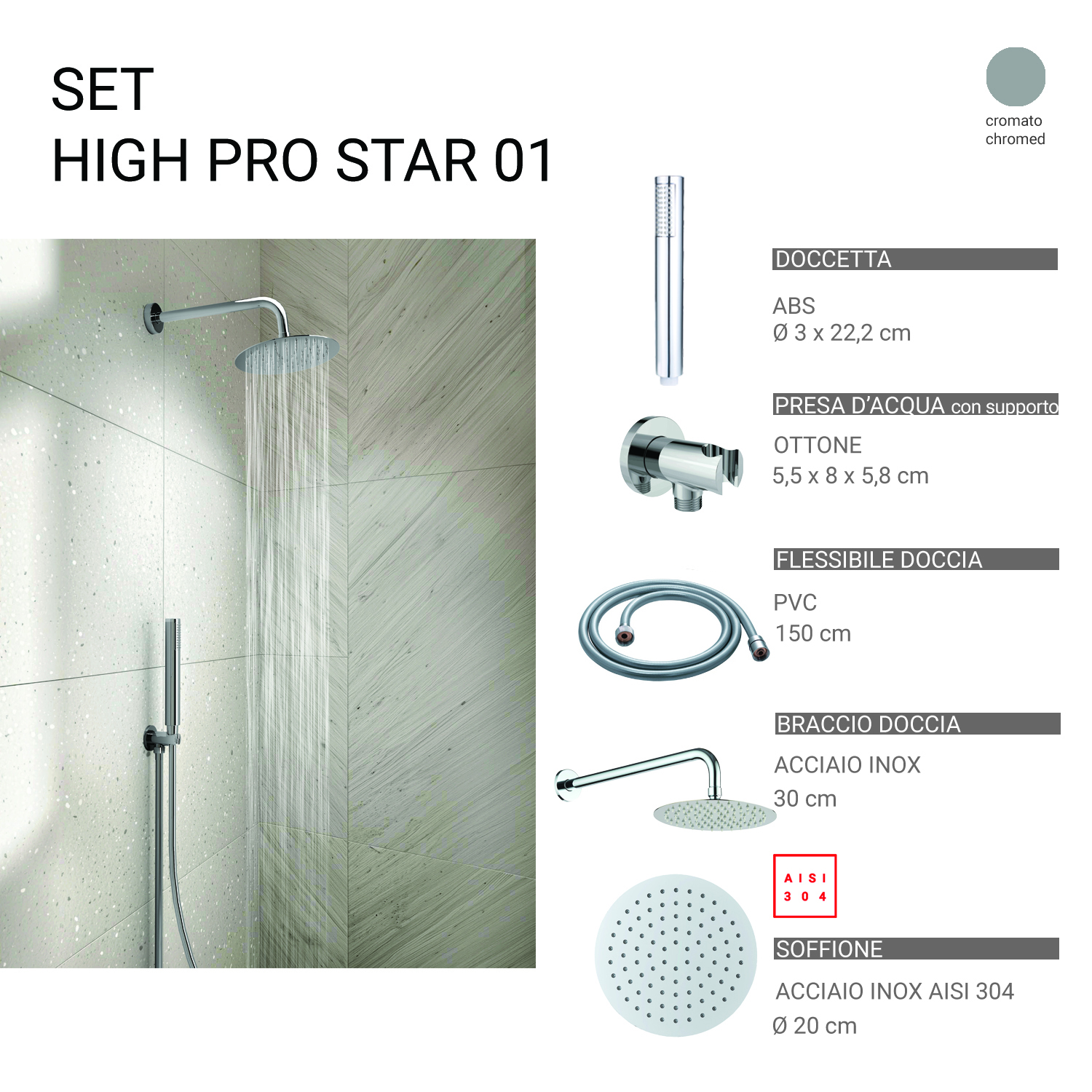 gedy-high-pro-star-01-ensemble-douche-chrome-5-pi-ces image 1