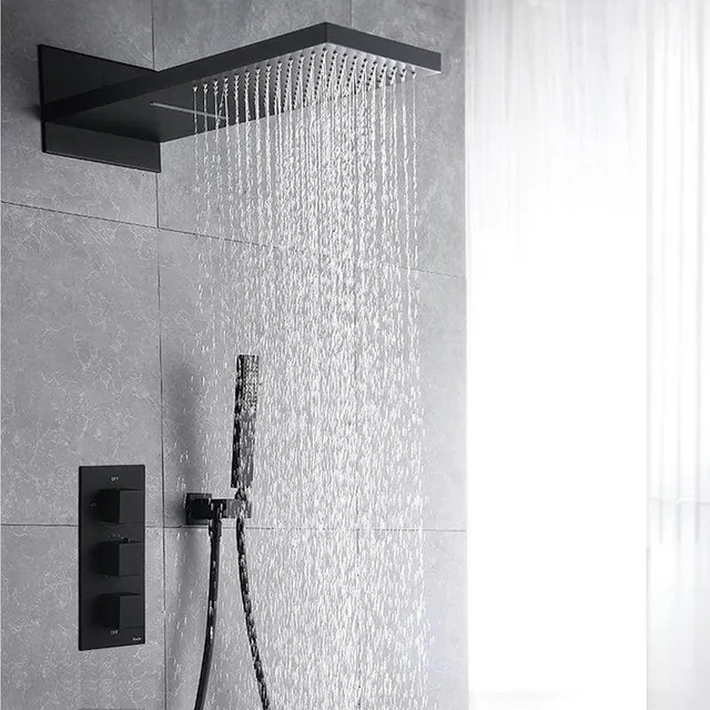 hudor-alph-e-sc490-douche-encastr-e-noir-mat-pluie image 1