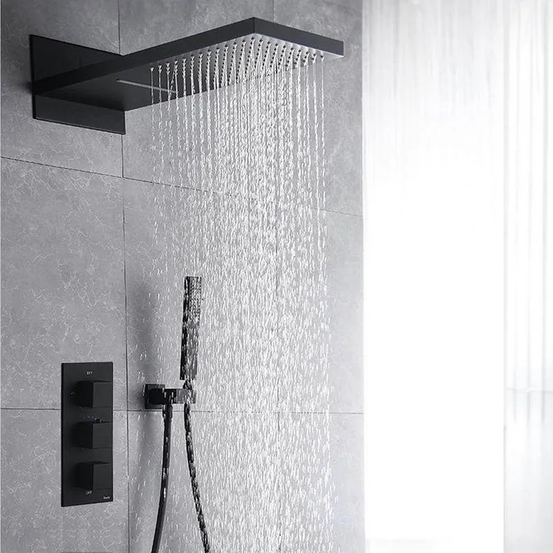 hudor-alph-e-sc490-douche-encastr-e-noir-mat-pluie image 1