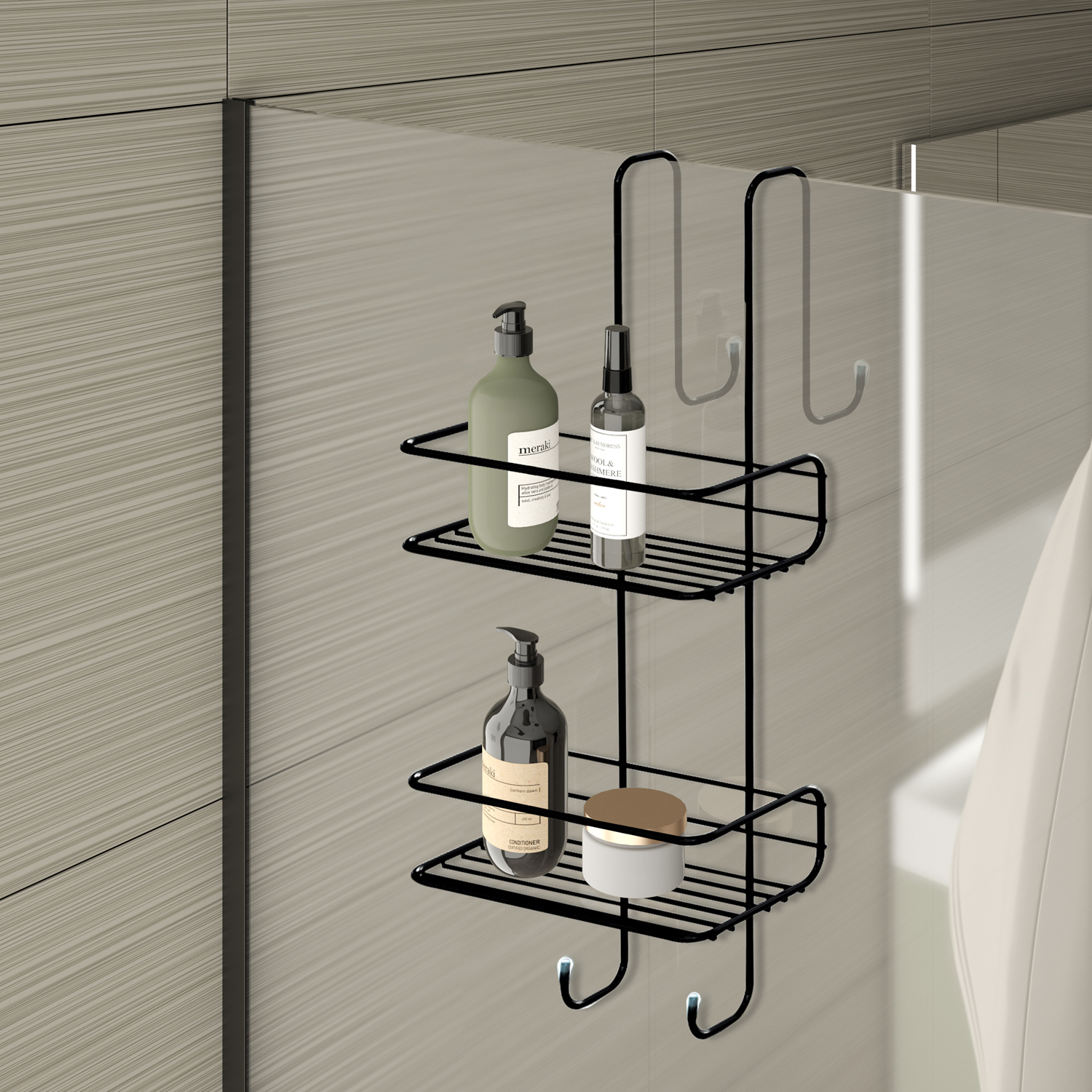 gedy-tito-panier-de-douche-suspendre-noir-mat image 3