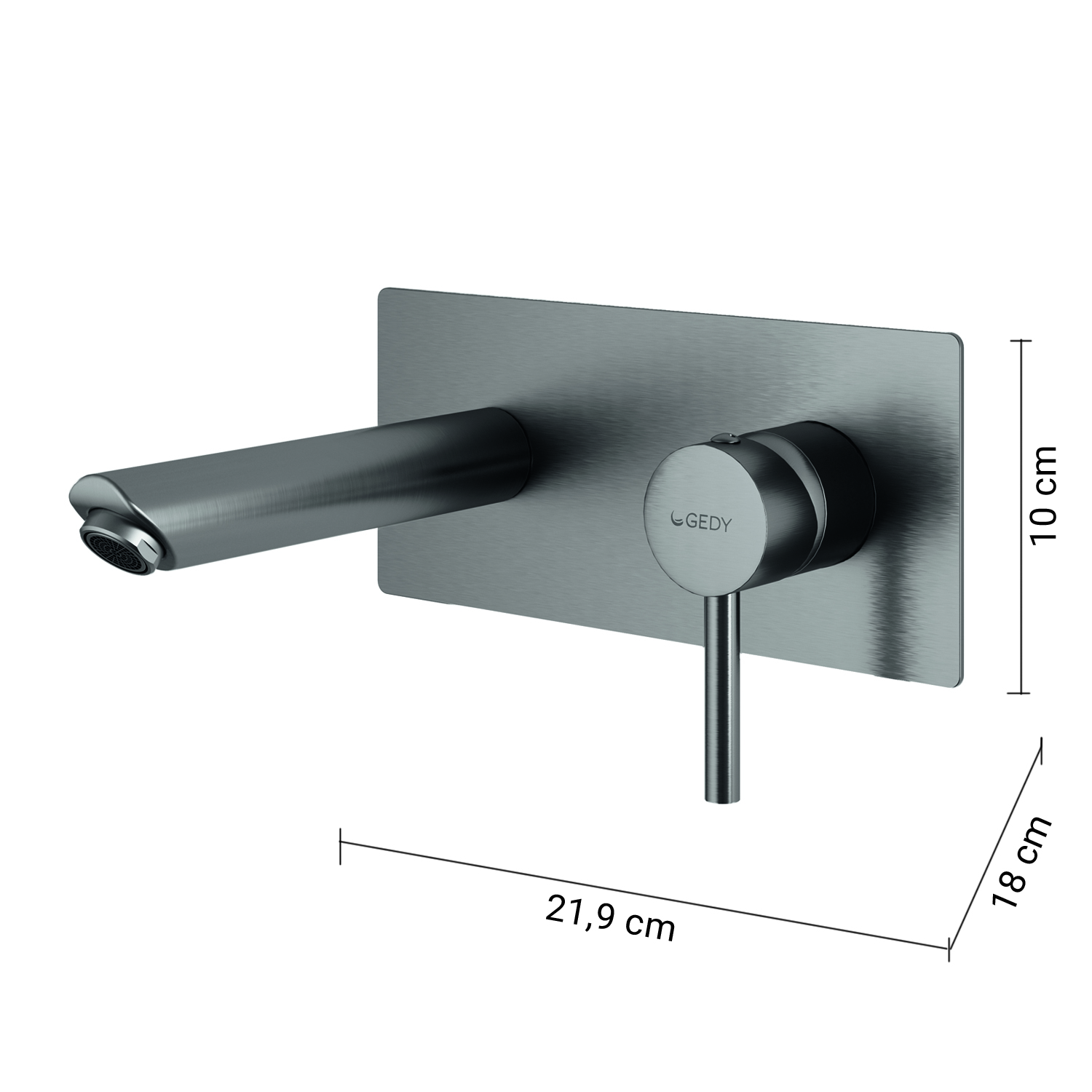 gedy-garda-mitigeur-lavabo-mural-gun-metal-bec image 4