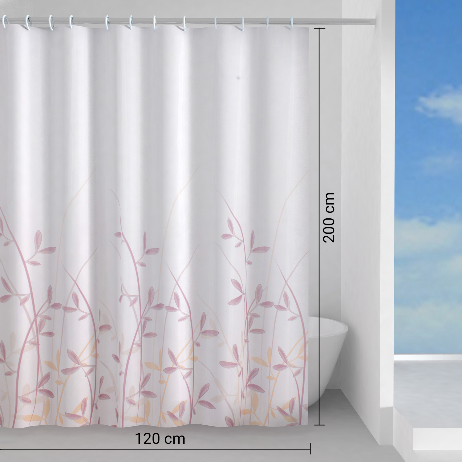 gedy-flora-rideau-de-douche-120x200-cm-rose-jaune image 2