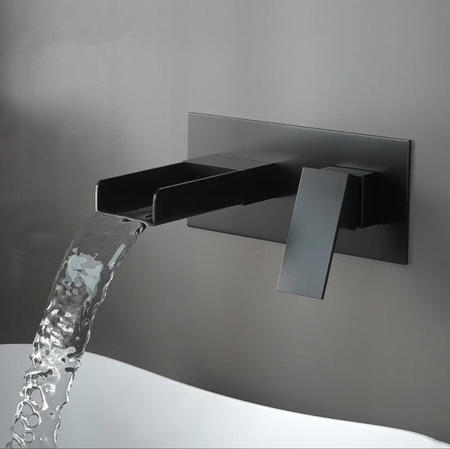 hudor-alph-e-007-robinet-lavabo-mural-noir-mat-cascade image 6