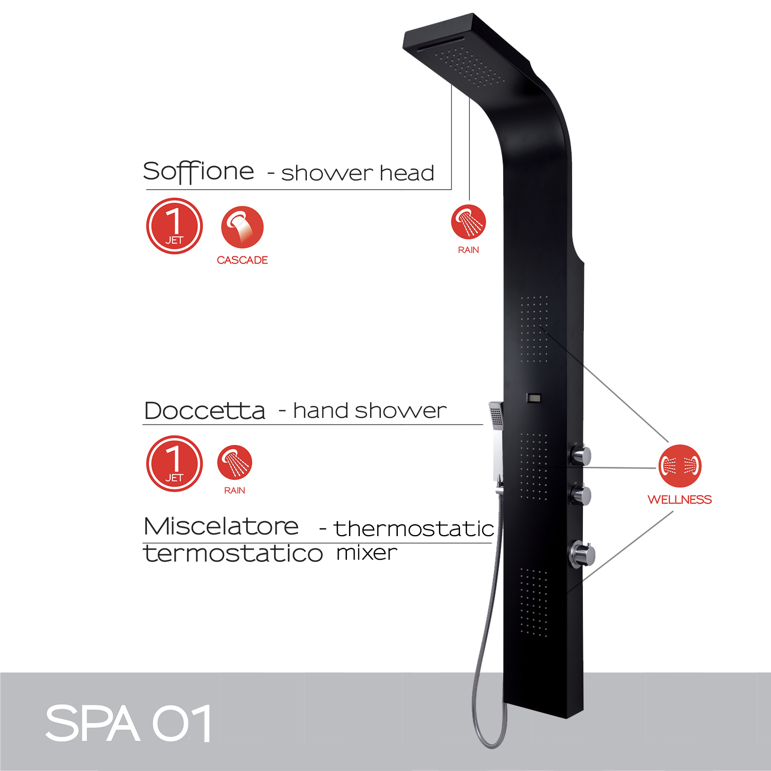 gedy-spa-01-panneau-de-douche-noir-multifonction image 2