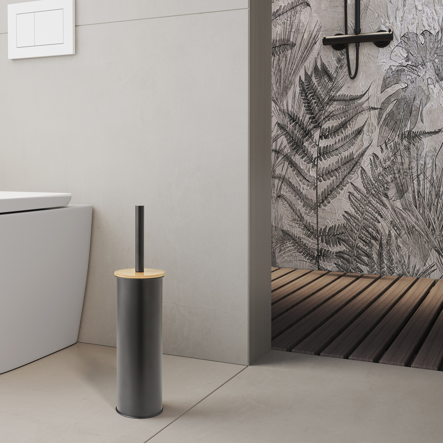 gedy-kenta-porte-brosse-wc-naturel-noir-mat image 3