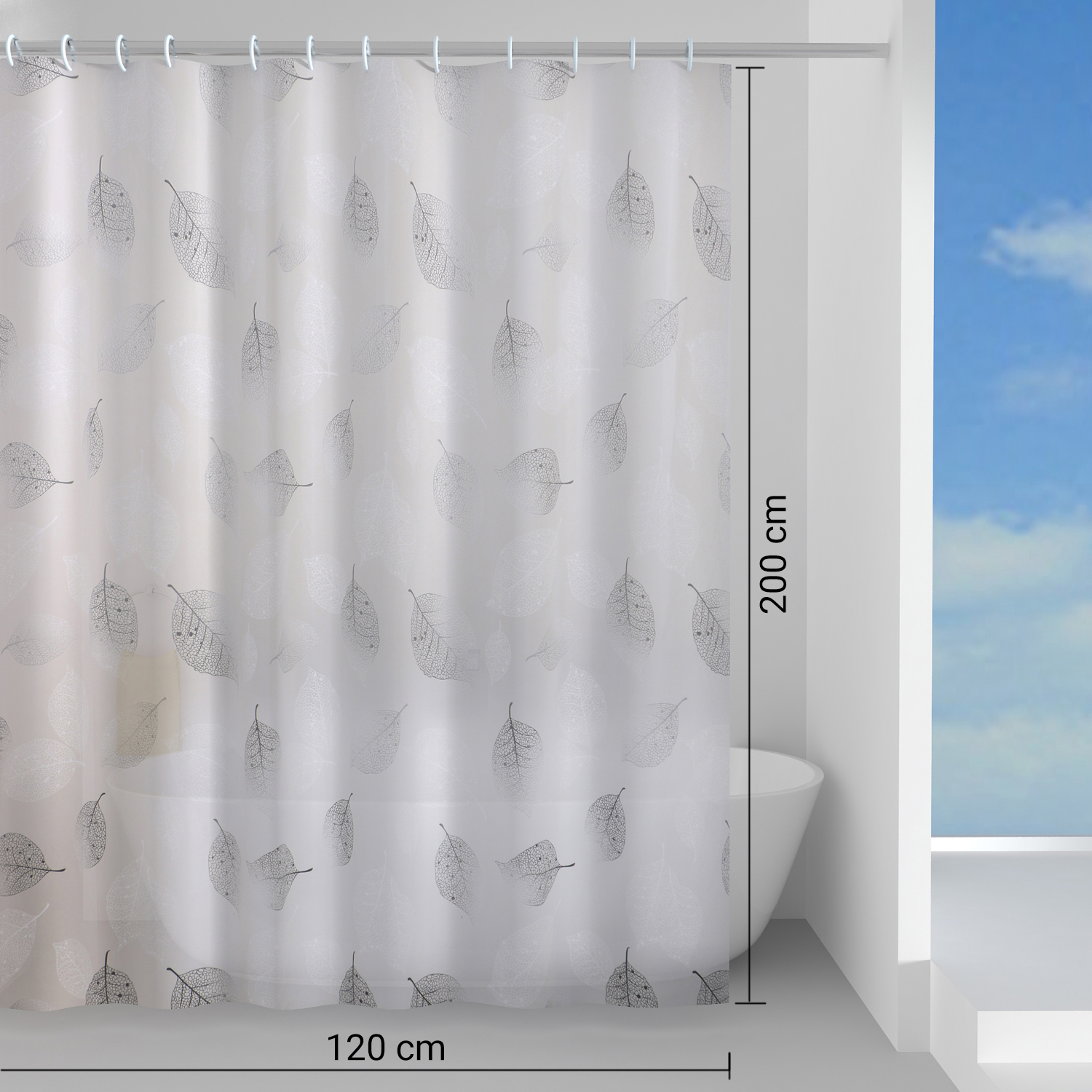 gedy-foliage-rideau-de-douche-180x200-cm-gris-2 image 2