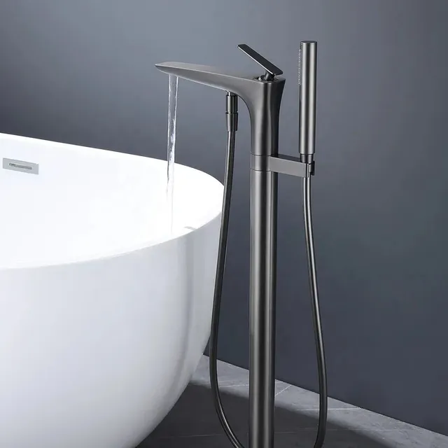hudor-scamandre-003-robinet-baignoire-au-sol-gunmetal image 1
