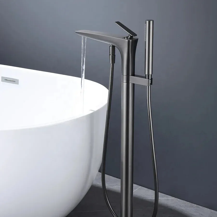 hudor-scamandre-003-robinet-baignoire-au-sol-gunmetal image 1