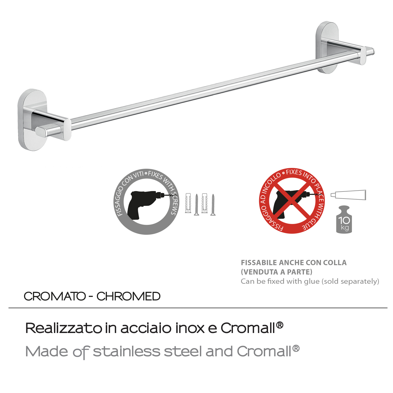 gedy-febo-porte-serviette-60-cm-chrome-mural-salle-de-bain image 4