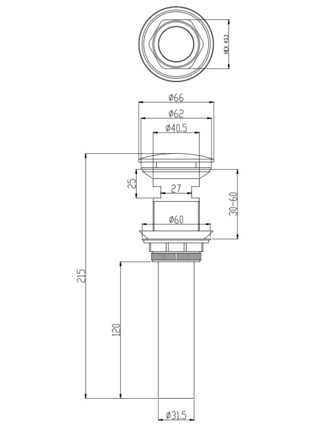 hudor-001-bonde-clic-clac-chrom-e-laiton-lavabo image 5