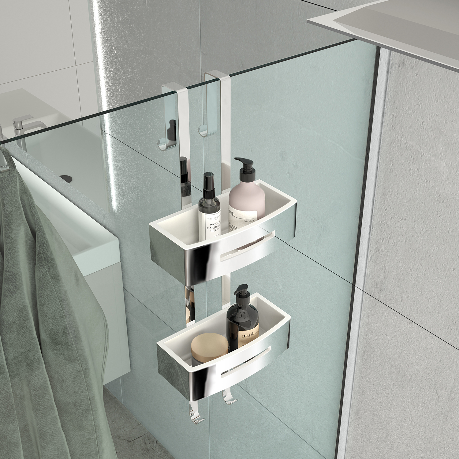 gedy-poseidon-panier-douche-suspendre-blanc-poli image 3