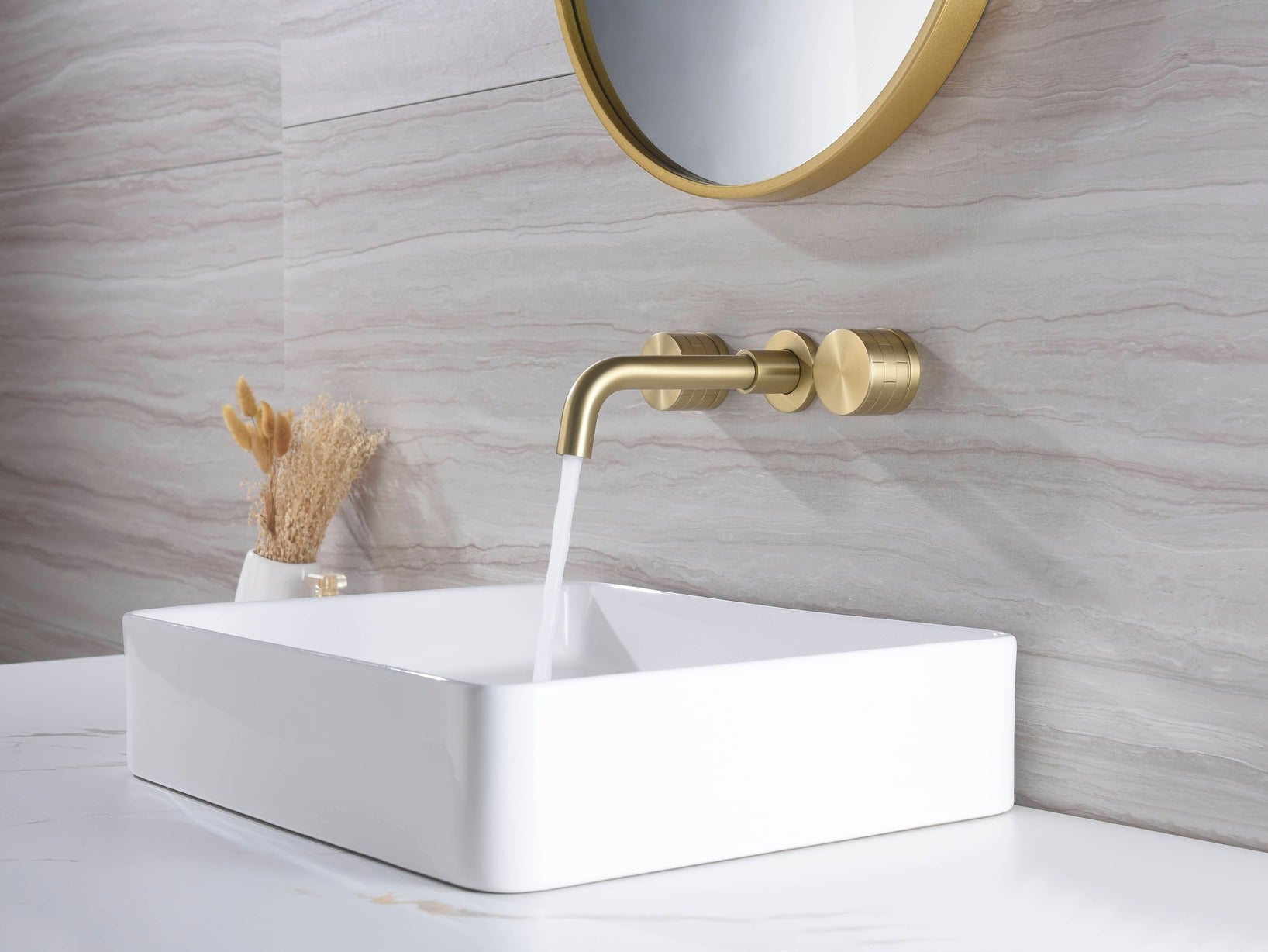 hudor-scamandre-052-robinet-lavabo-mural-dor-bross-3-trous image 2
