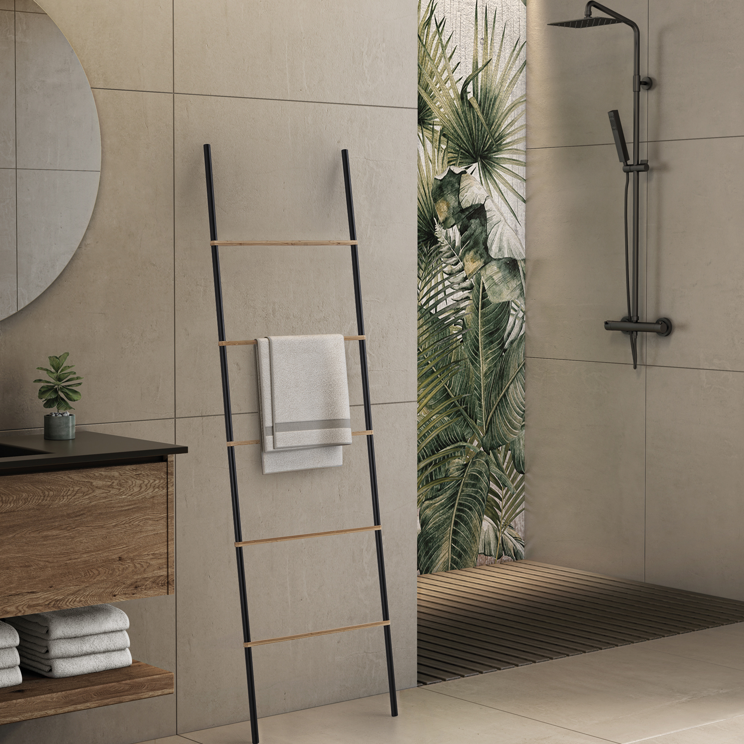 gedy-kenta-chelle-porte-serviettes-naturel-noir-mat image 3