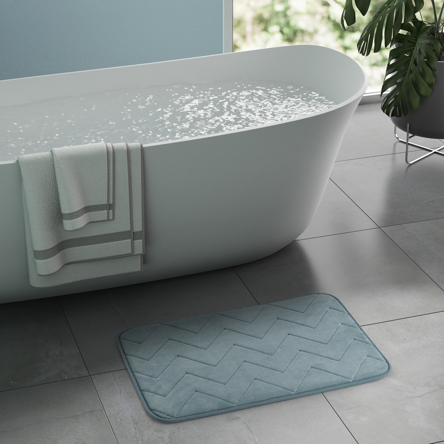 gedy-mousse-tapis-de-bain-50x80-bleu-clair-m-moire image 3