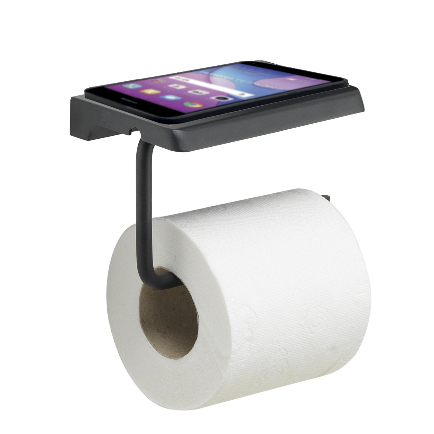 gedy-porte-rouleau-papier-toilette-noir-mat-couvercle image 1