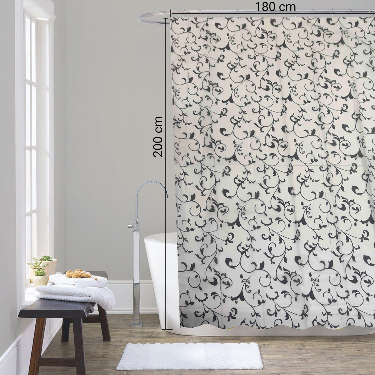 gedy-corinzia-rideau-douche-180x200-cm-blanc-noir image 2
