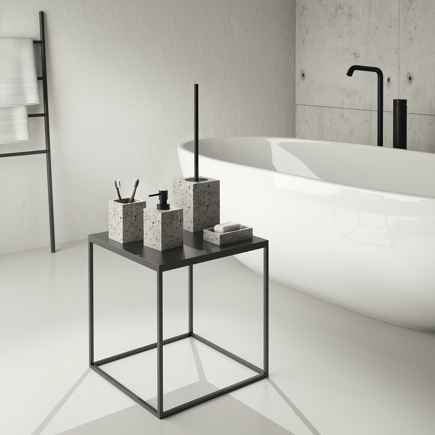 gedy-zoe-porte-brosse-wc-marbre-blanc-noir image 3